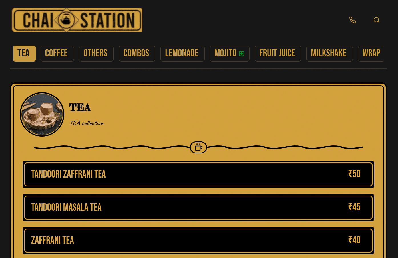 Chaistation Cafe Menu with Admin Dashboard